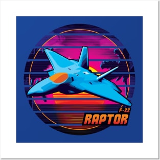 Neon Retro F-22 Raptor Posters and Art